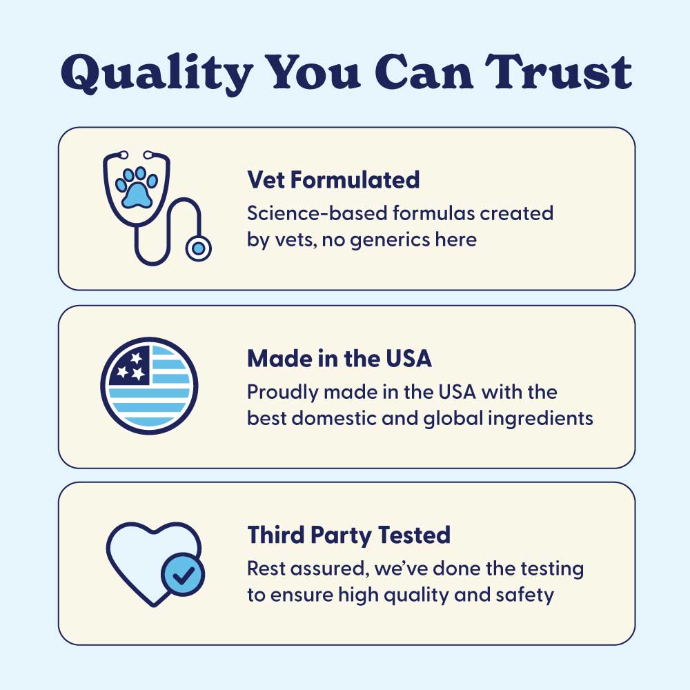 Dog allergy immune supplement jar with '25% OFF' promotion and heart-shaped chews.